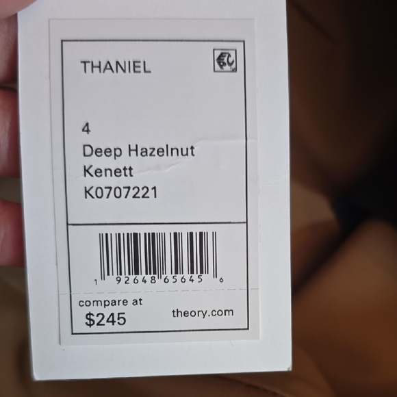 Theory Thaniel Deep Hazelnut Kenett Elastic Pull On Strech Slim Pants, S/ 4 NWT - Picture 7 of 16